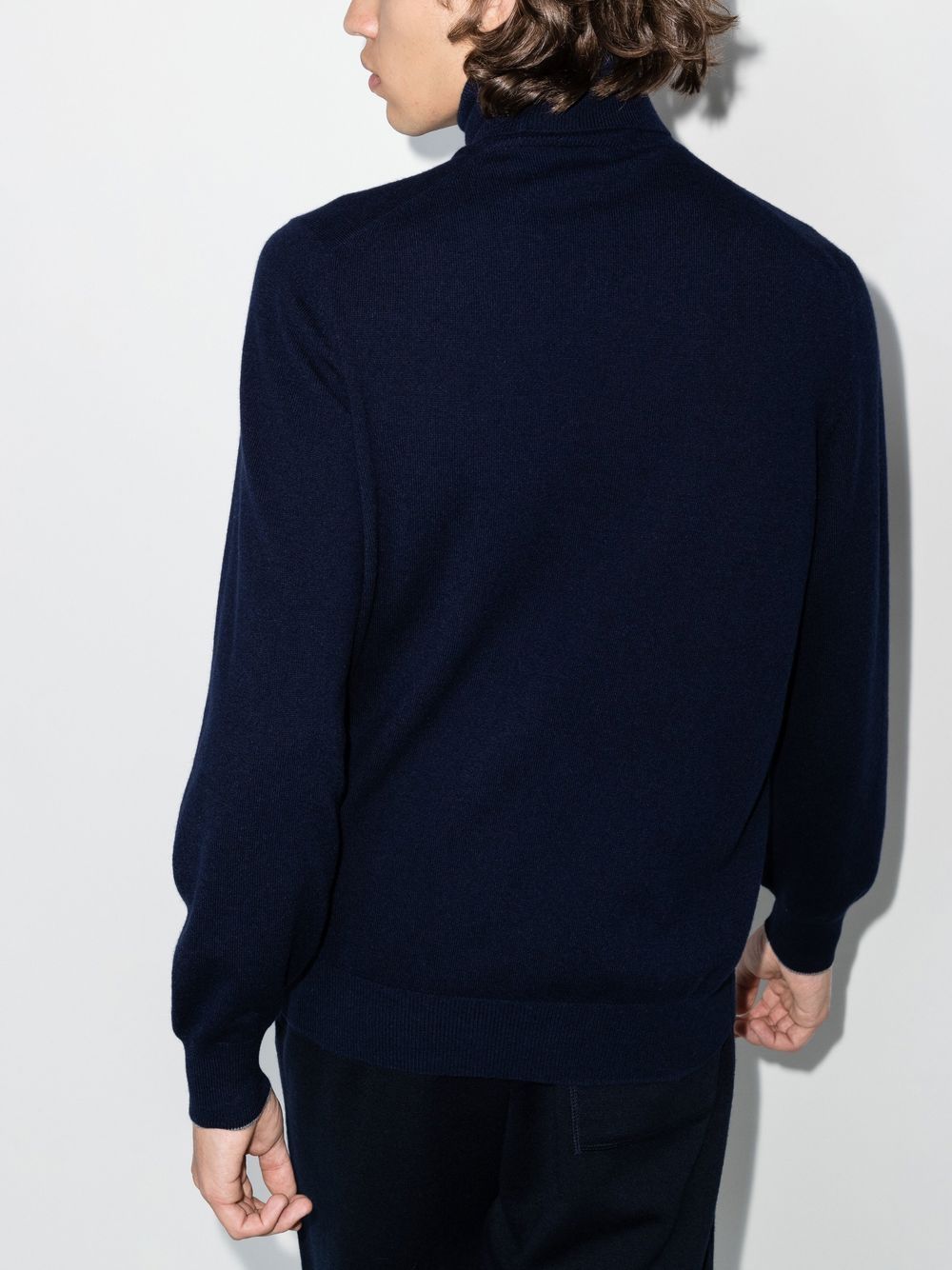 Brunello Cucinelli Navy Blue Cashmere Roll Neck Sweater image 3