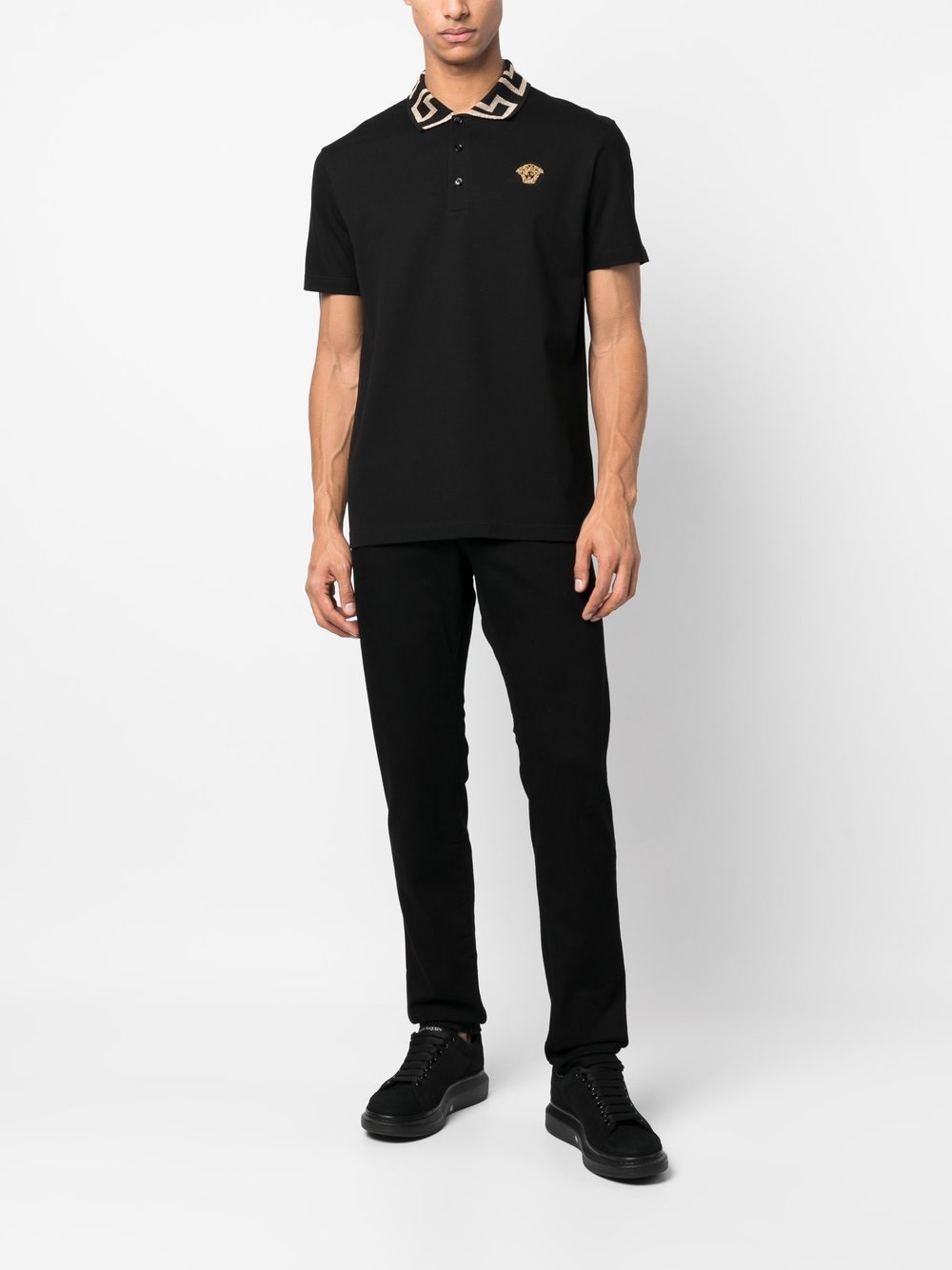 Versace Medusa Head Black Cotton Polo Shirt image 3