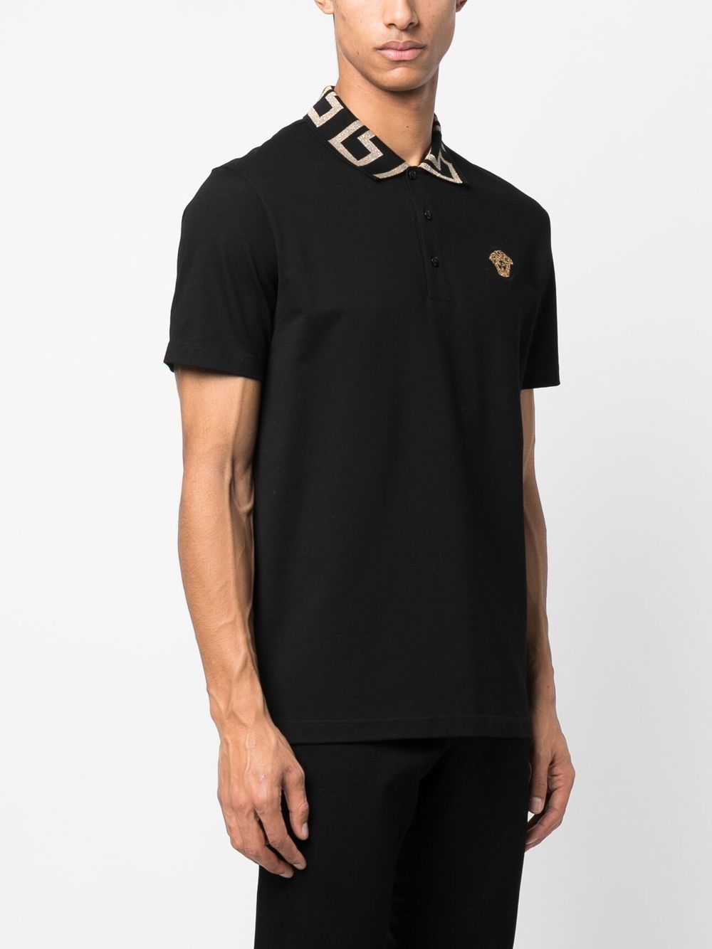 Versace Medusa Head Black Cotton Polo Shirt image 4