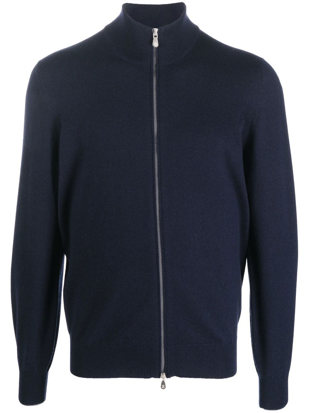 Brunello Cucinelli Navy Blue Cashmere Funnel Neck Zip-Up Sweater image 0