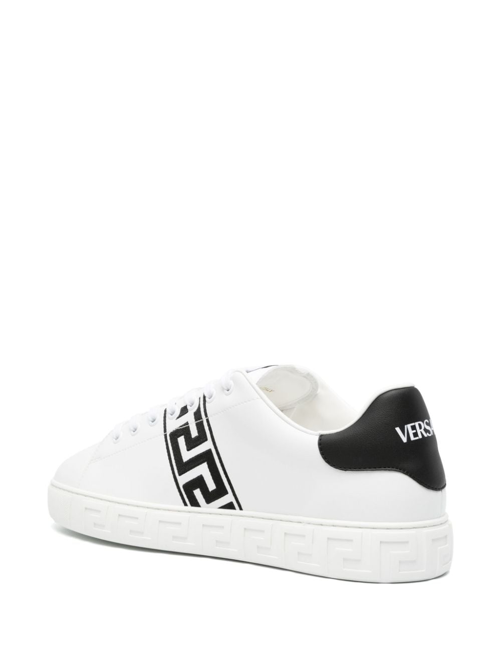 Versace Greca Embroidered White Leather Sneakers image 2