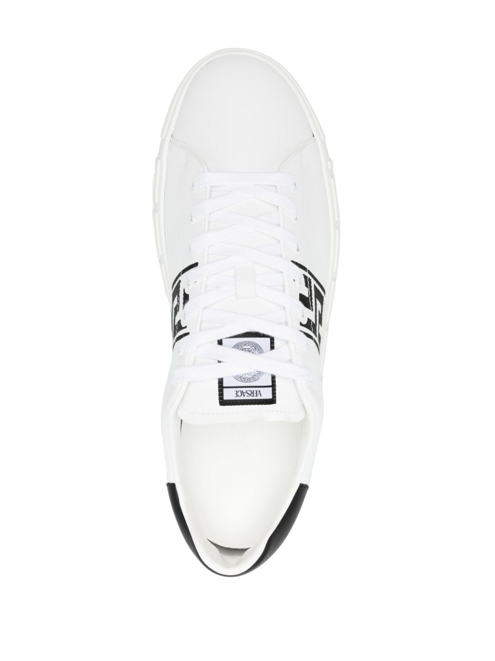 Versace Greca Embroidered White Leather Sneakers image 3