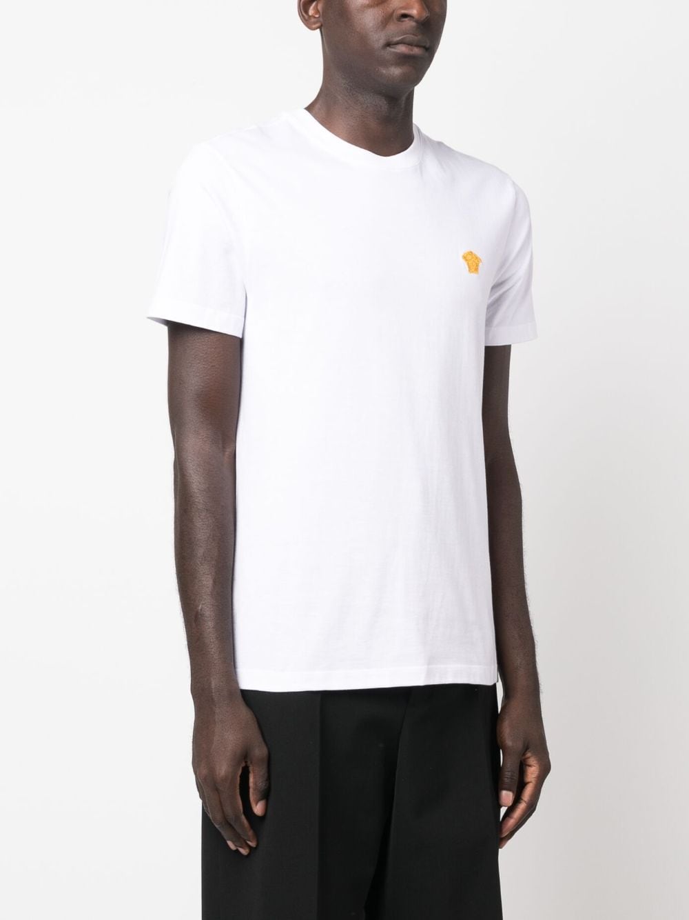 Versace Medusa Head Embroidered Cotton T-Shirt - White image 2