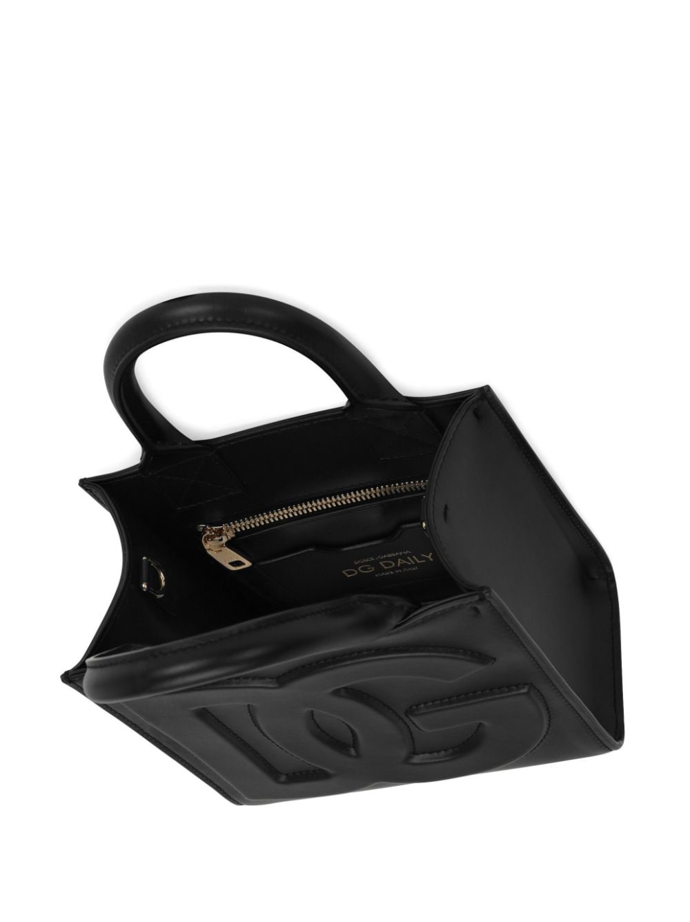 Dolce & Gabbana Black Calf Leather Embossed Logo Tote Bag image 3