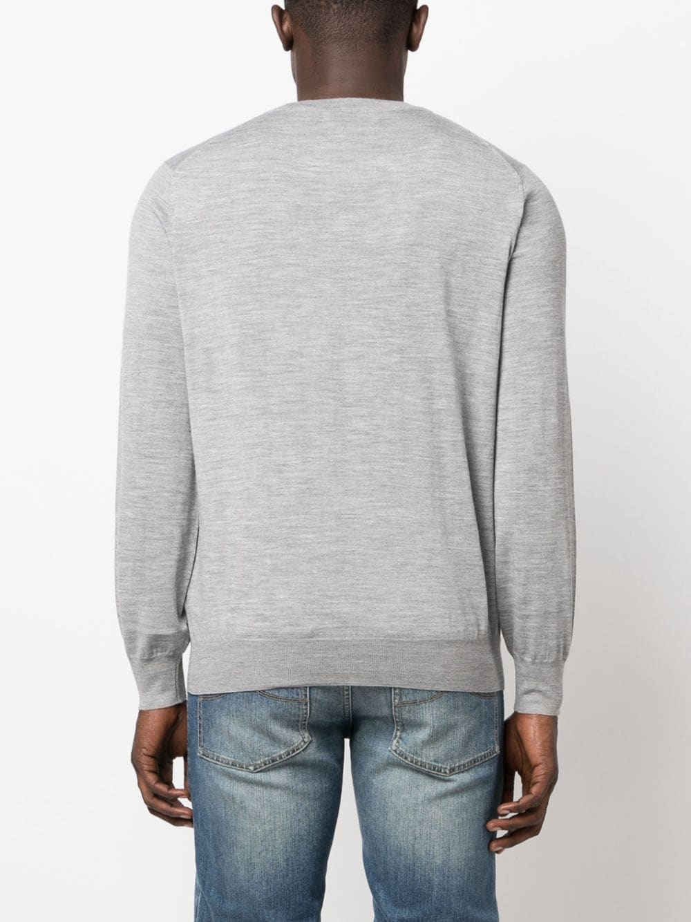 Brunello Cucinelli Light Grey Mélange Wool & Cashmere Crewneck Sweater image 1