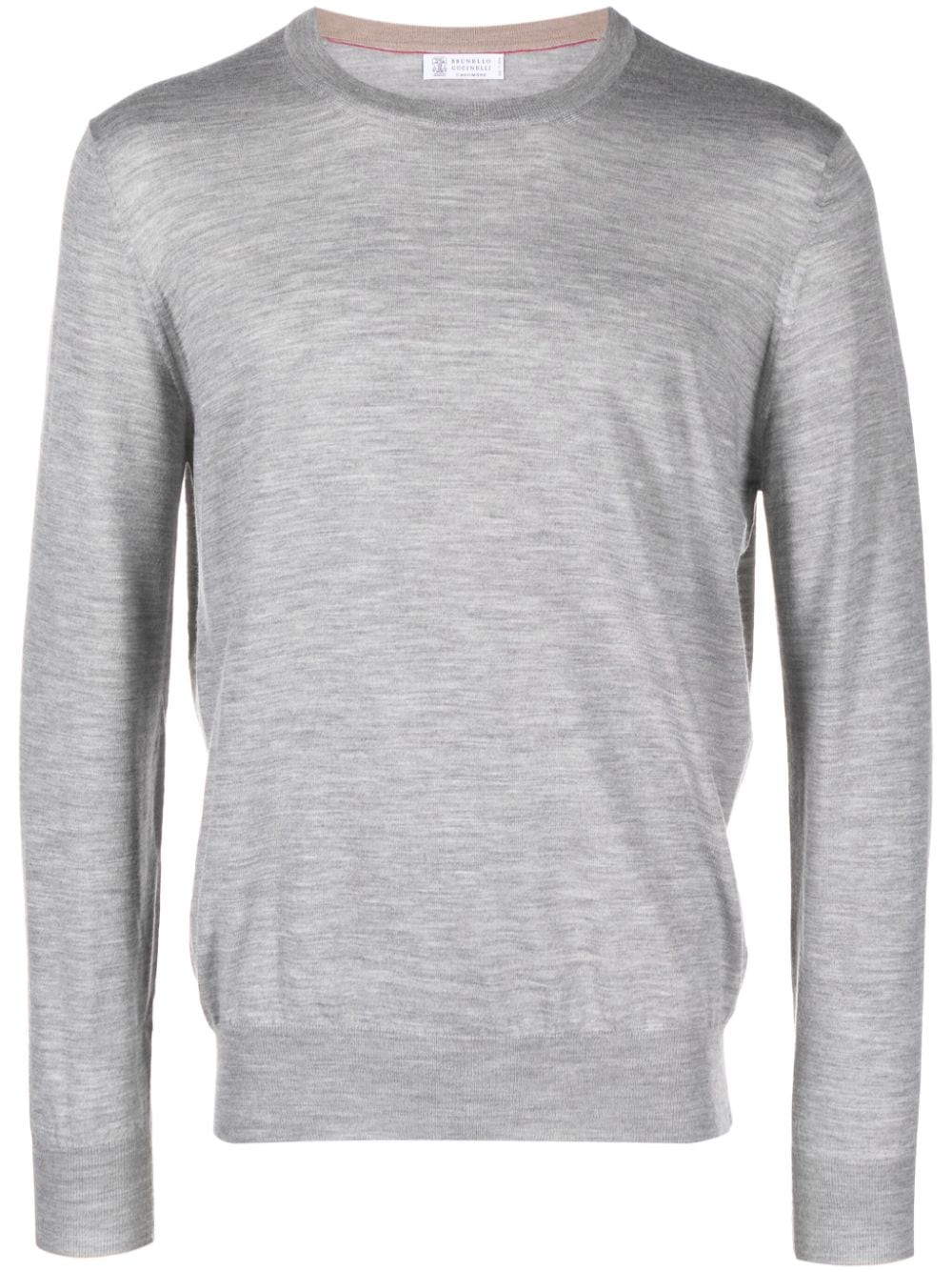 Brunello Cucinelli Light Grey Mélange Wool & Cashmere Crewneck Sweater image 0