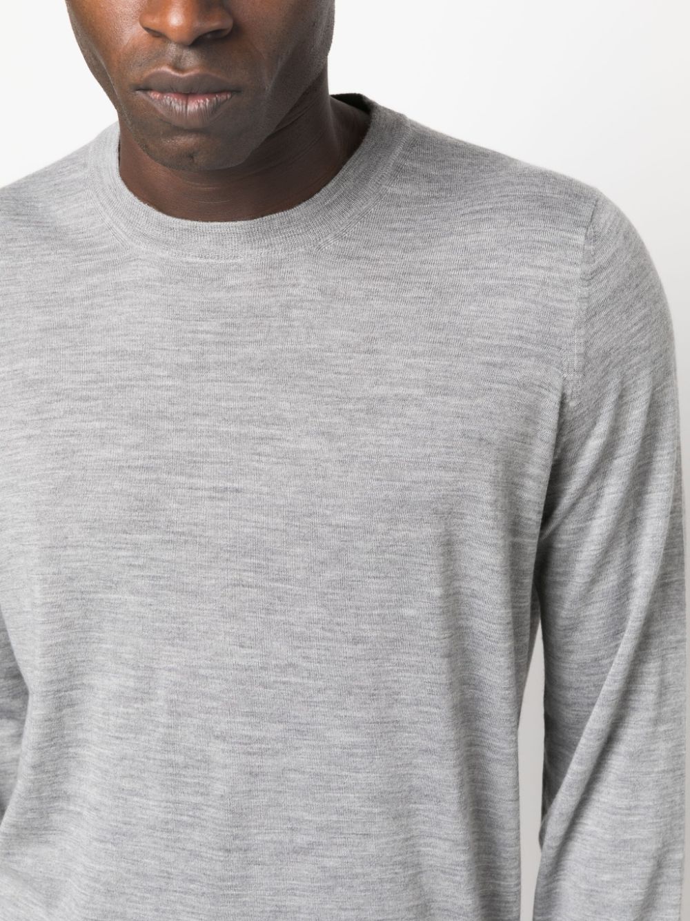 Brunello Cucinelli Light Grey Mélange Wool & Cashmere Crewneck Sweater image 3