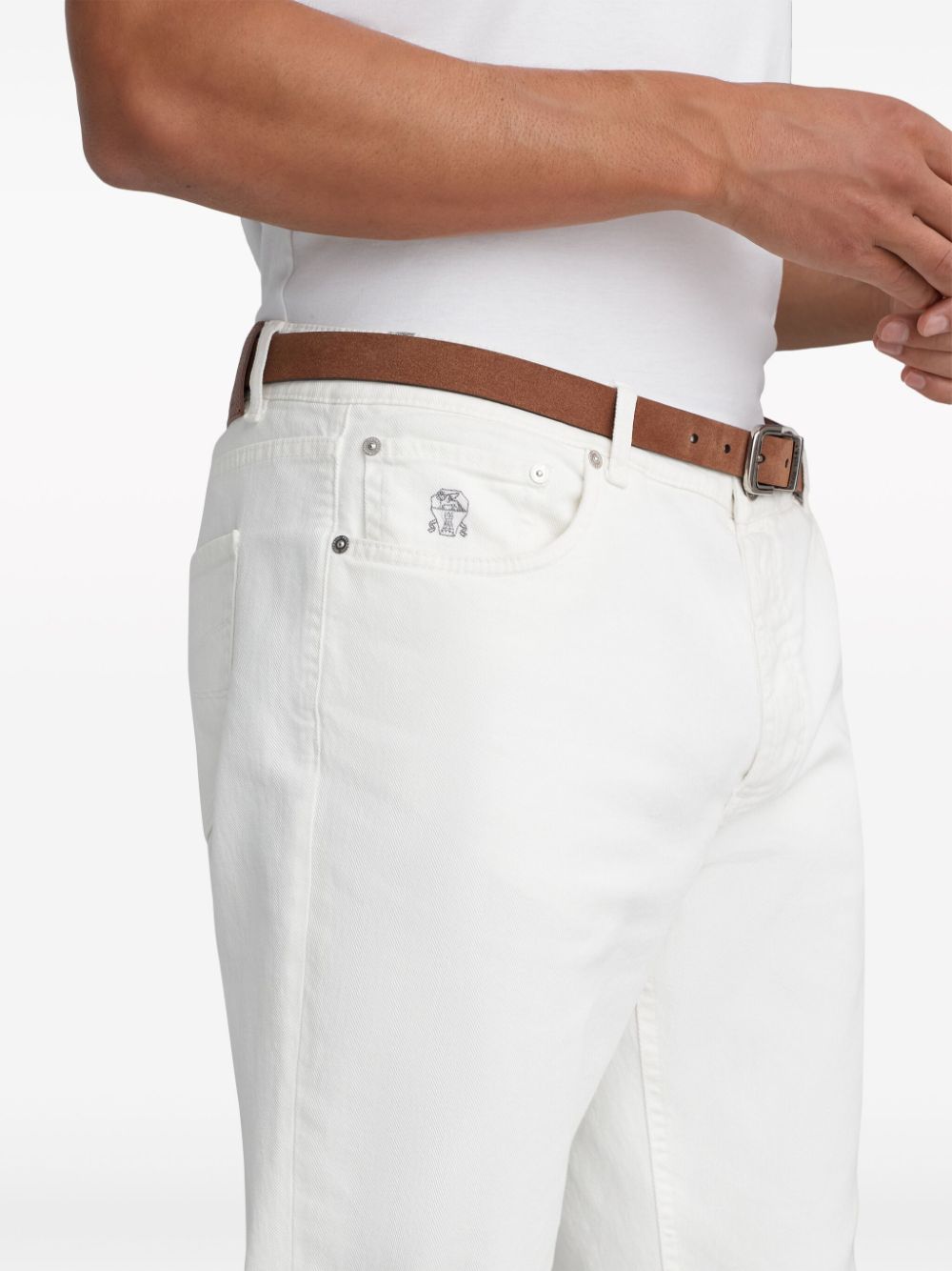 Brunello Cucinelli White Straight-Leg Denim Jeans image 3