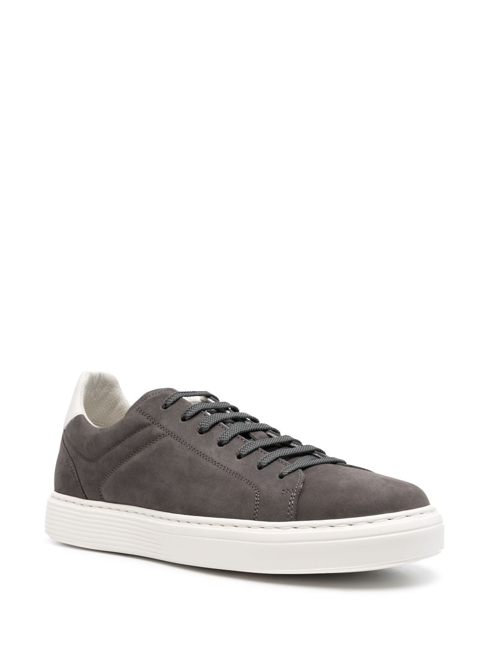 Brunello Cucinelli Grey Nubuck Leather Low-Top Sneakers image 1