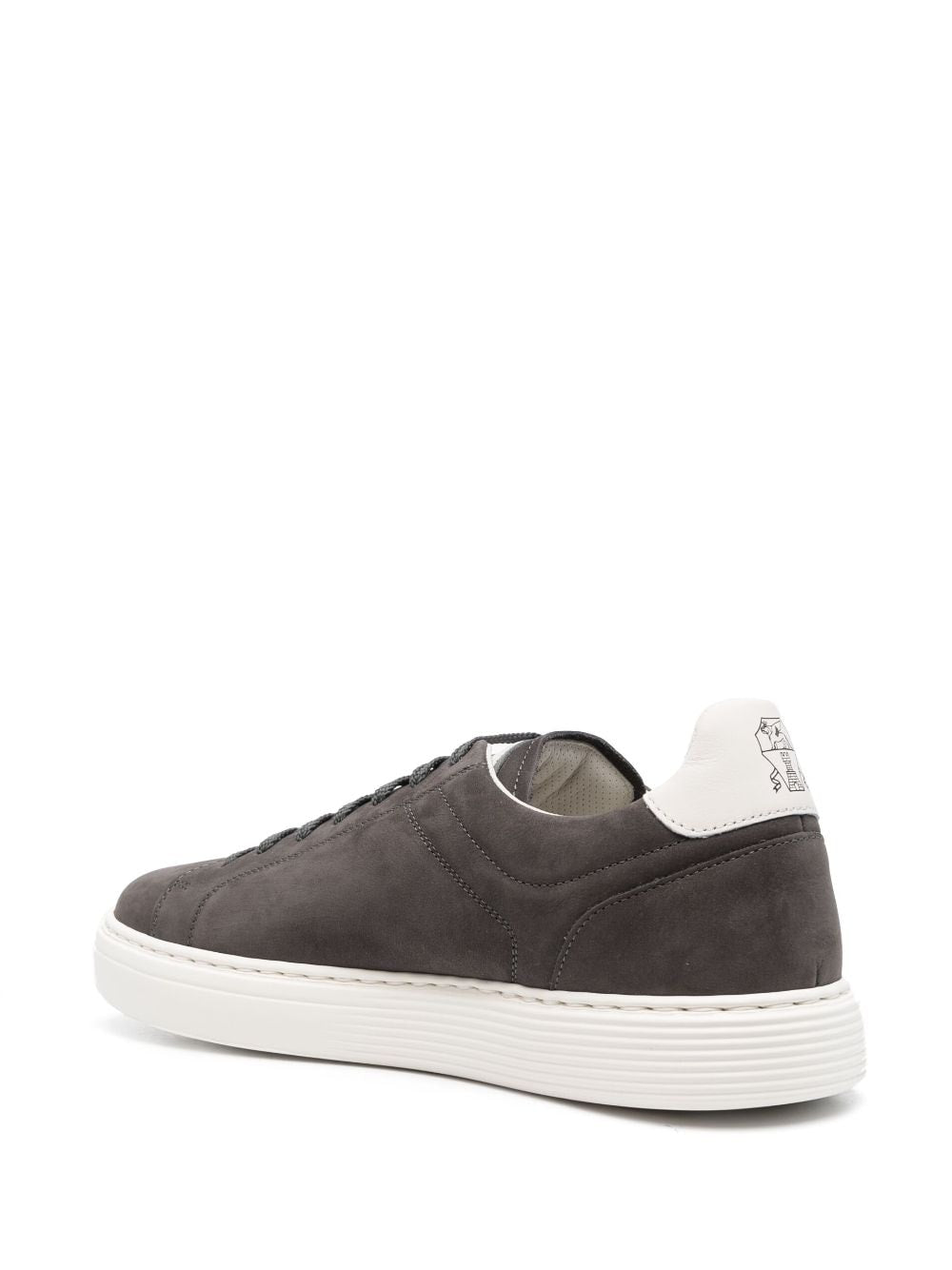 Brunello Cucinelli Grey Nubuck Leather Low-Top Sneakers image 2