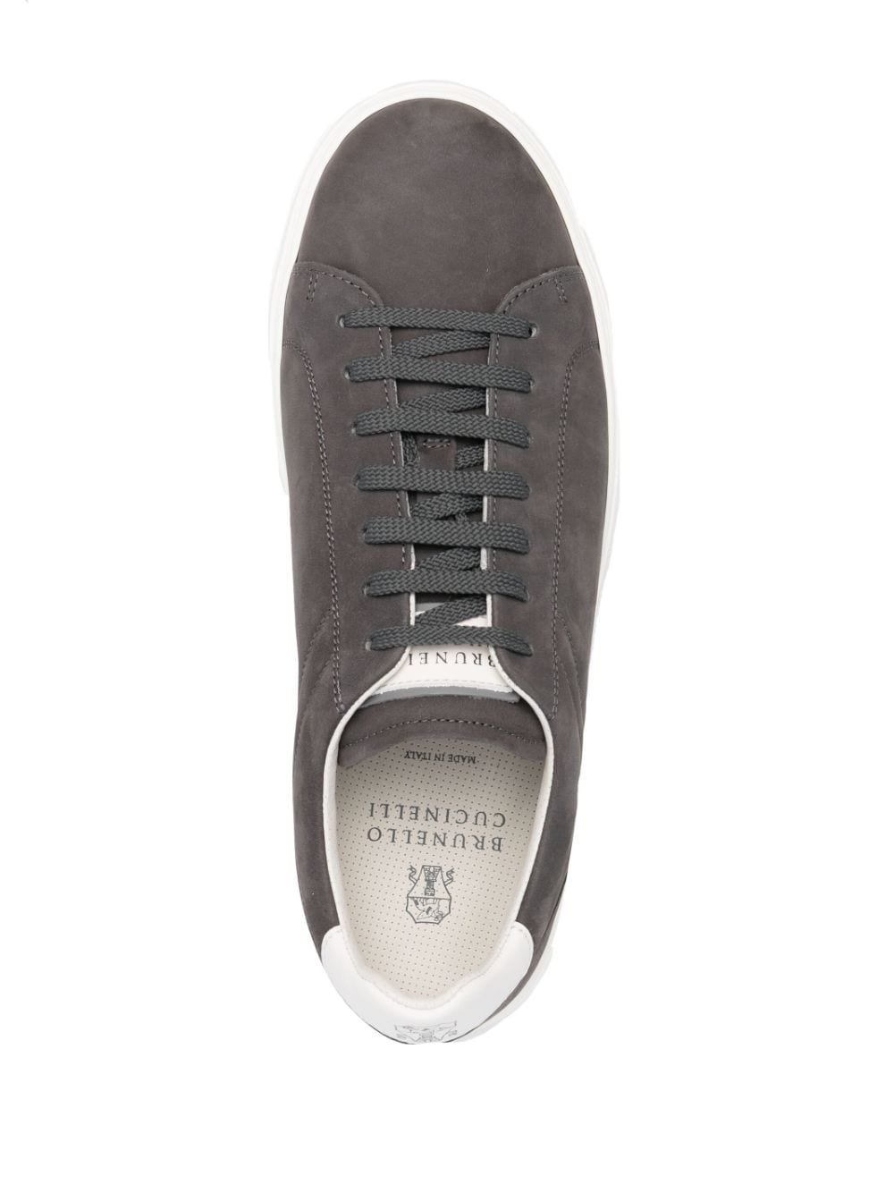 Brunello Cucinelli Grey Nubuck Leather Low-Top Sneakers image 3