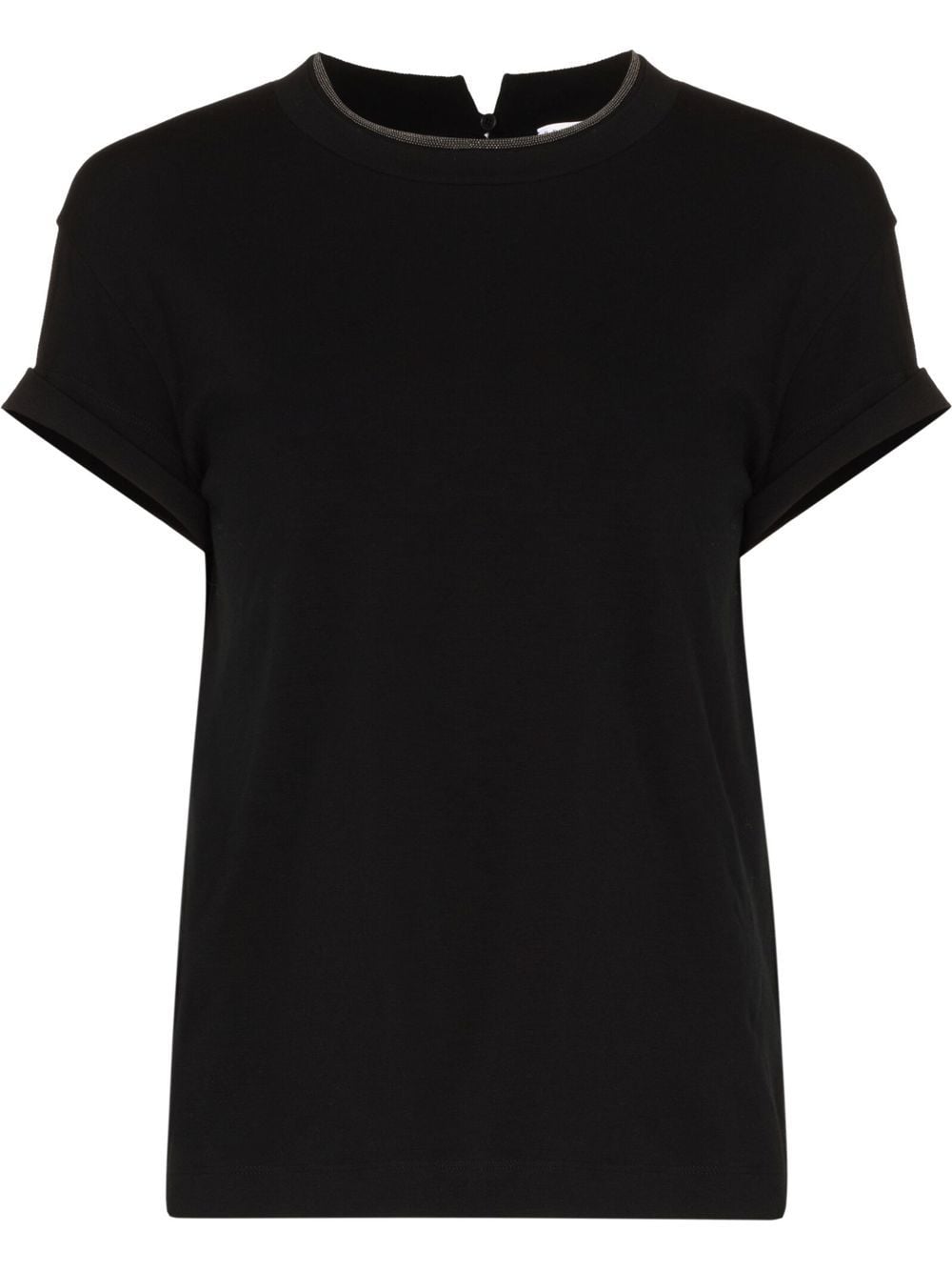 Brunello Cucinelli Contrast-Trim T-Shirt - Black image 0