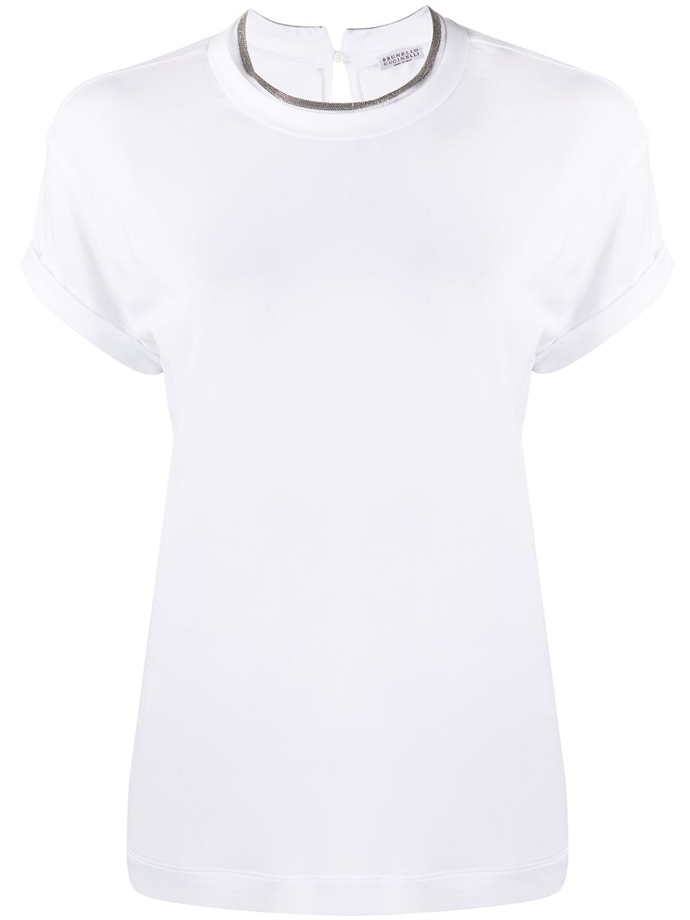 Brunello Cucinelli White Cotton Blend T-Shirt with Contrasting Trim image 0