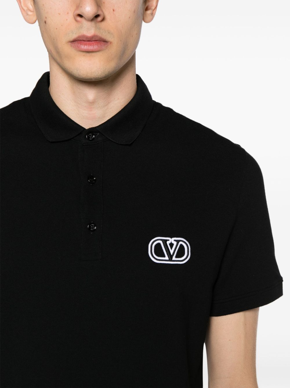 Valentino Garavani Black Cotton Polo Shirt image 1