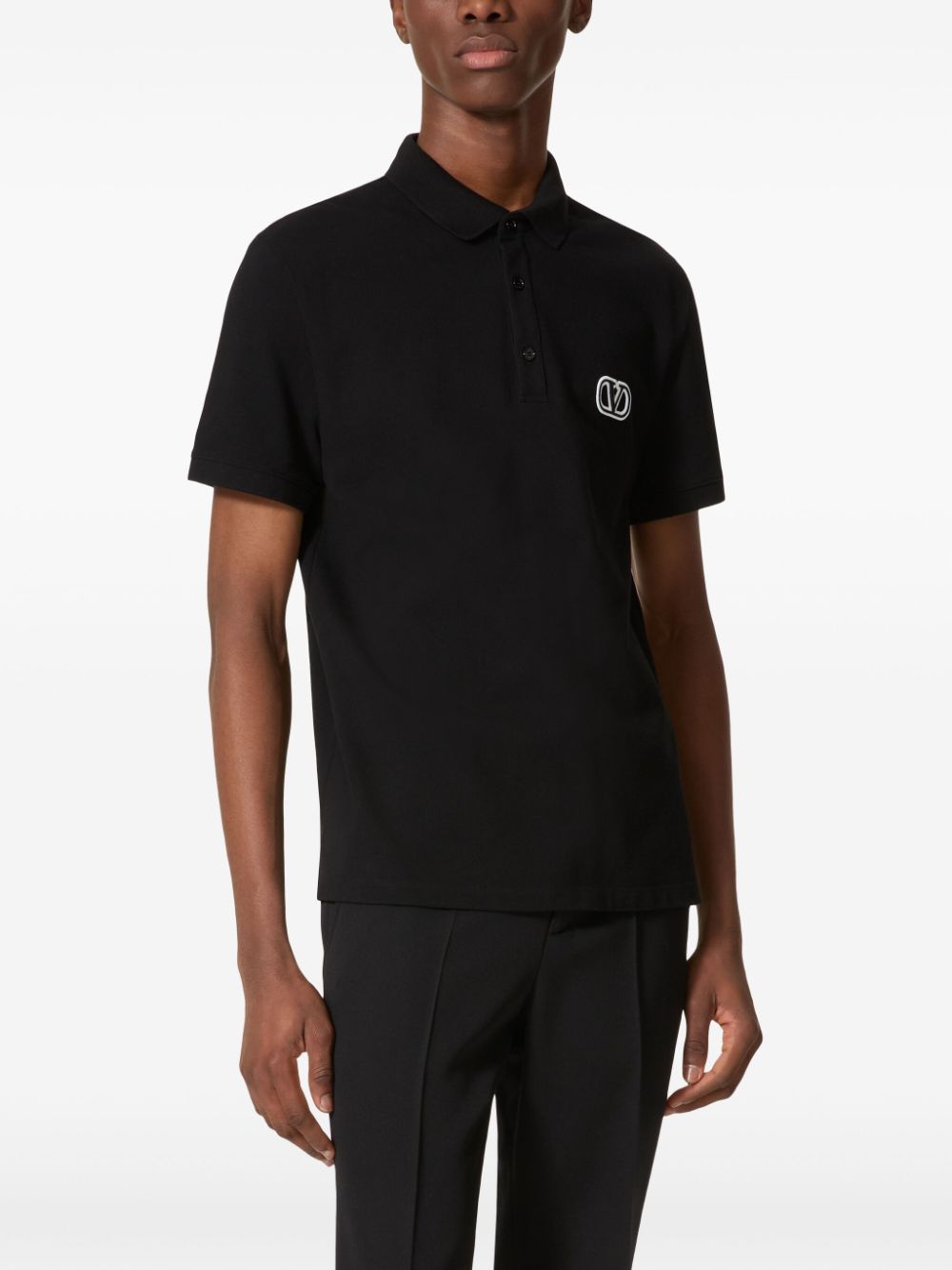 Valentino Garavani Black Cotton Polo Shirt image 4