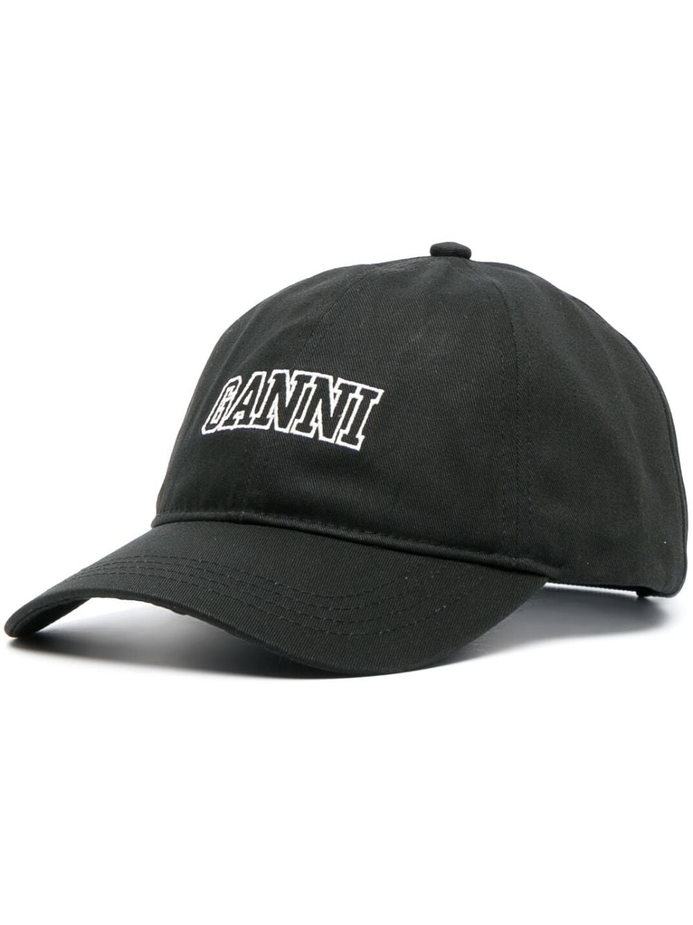 Ganni Black Organic Cotton Denim Logo Baseball Cap image 0