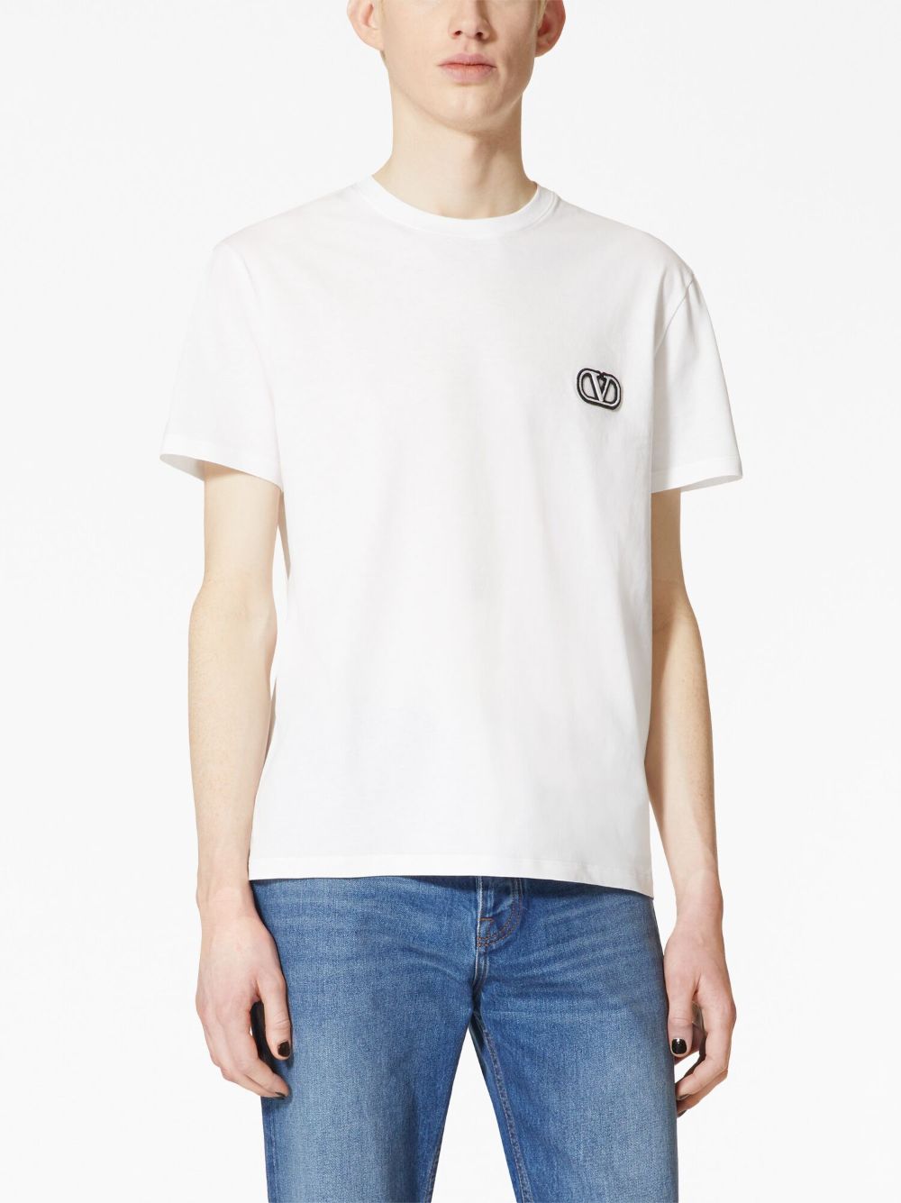 Valentino Men's White Cotton Crew Neck T-Shirt image 3