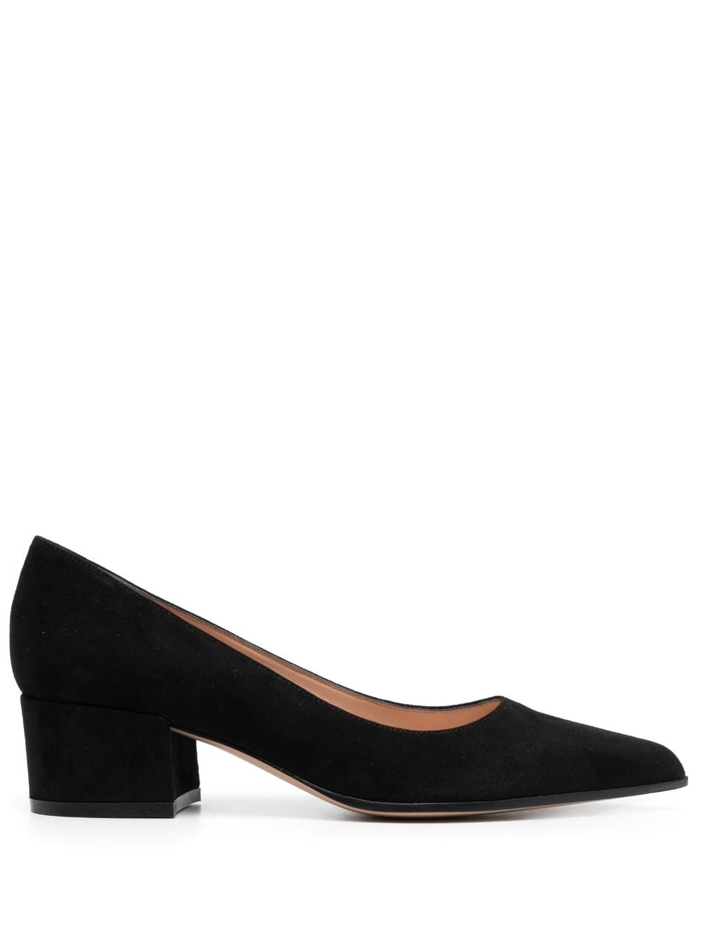 Gianvito Rossi Black Suede Pointed Toe Block Heel Pumps image 0