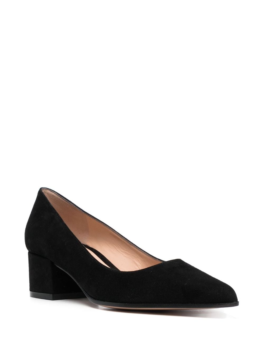 Gianvito Rossi Black Suede Pointed Toe Block Heel Pumps image 2