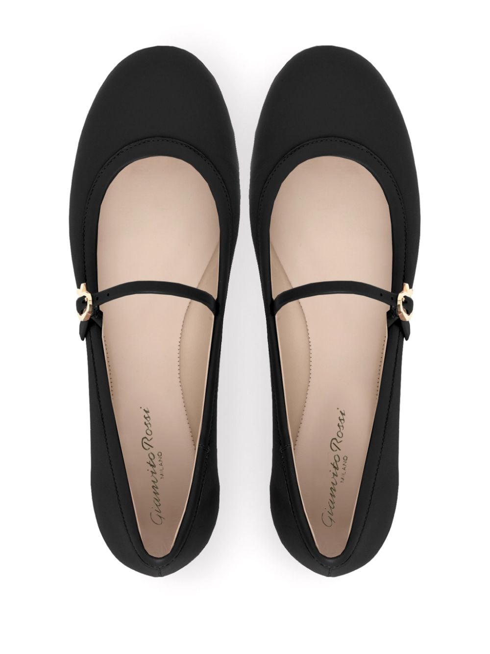 Gianvito Rossi Black Nappa Leather Flat Shoes with Gold-Tone Buckle image 1