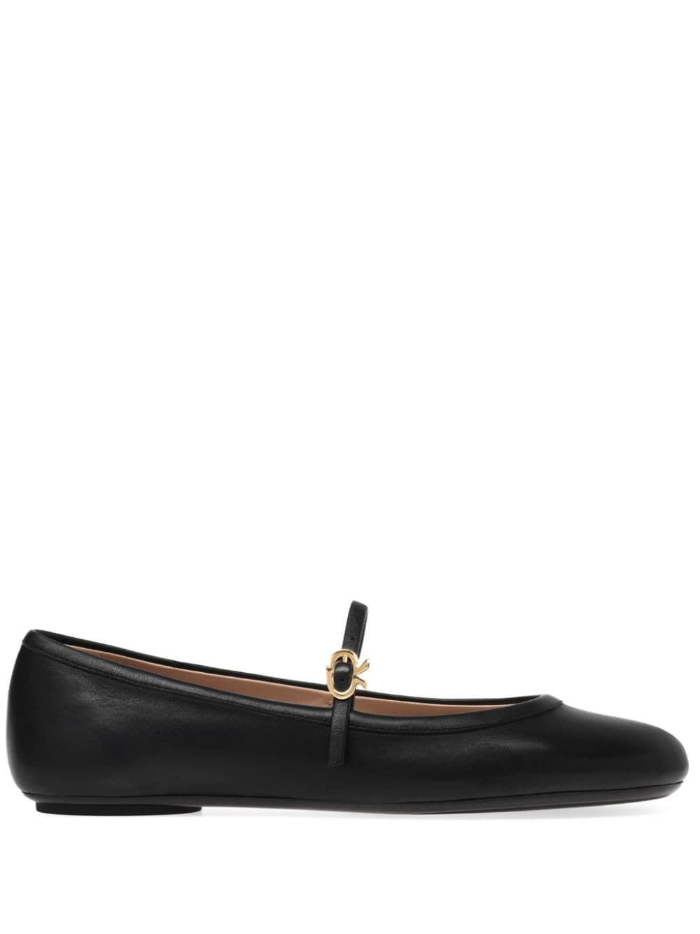 Gianvito Rossi Black Nappa Leather Flat Shoes with Gold-Tone Buckle image 0