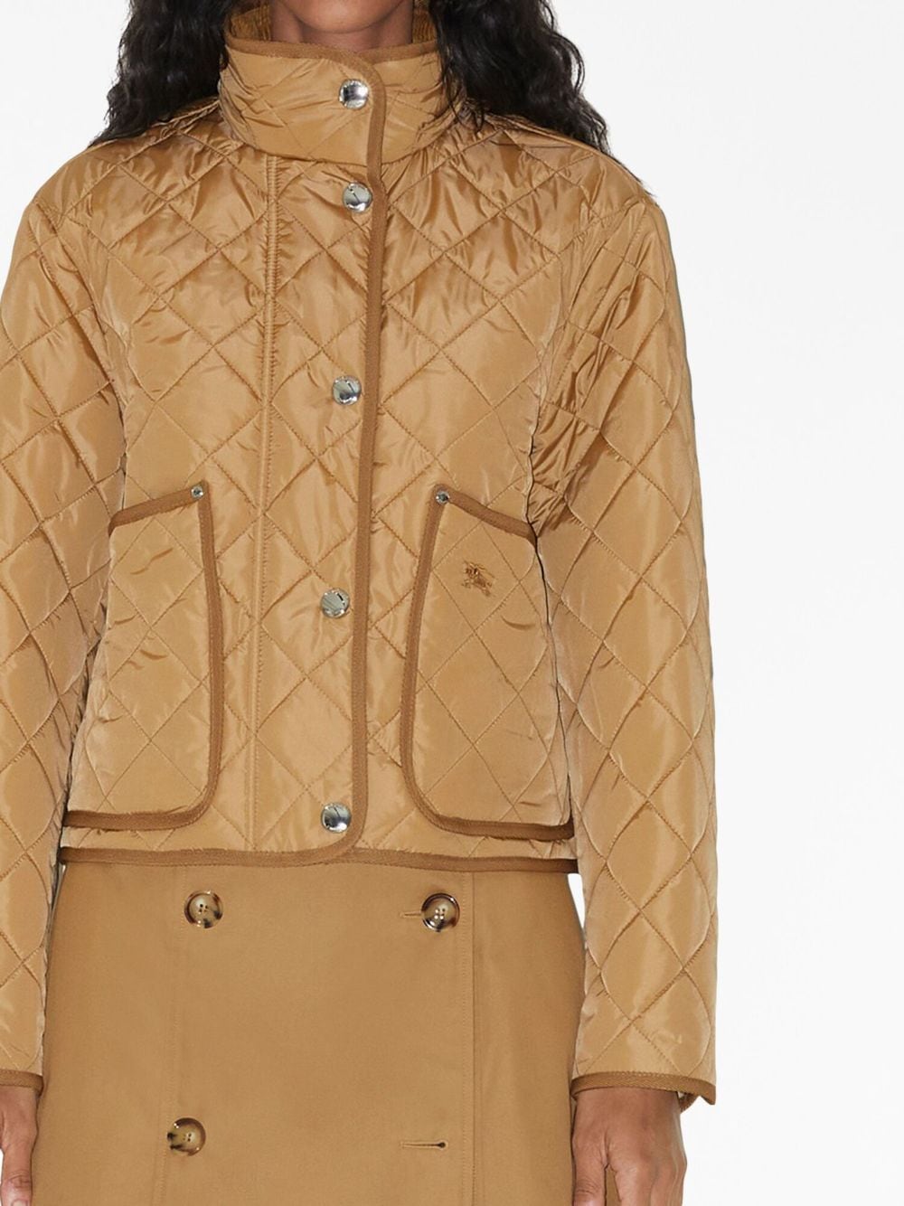 Burberry Beige Diamond-Quilted Hooded Jacket image 1