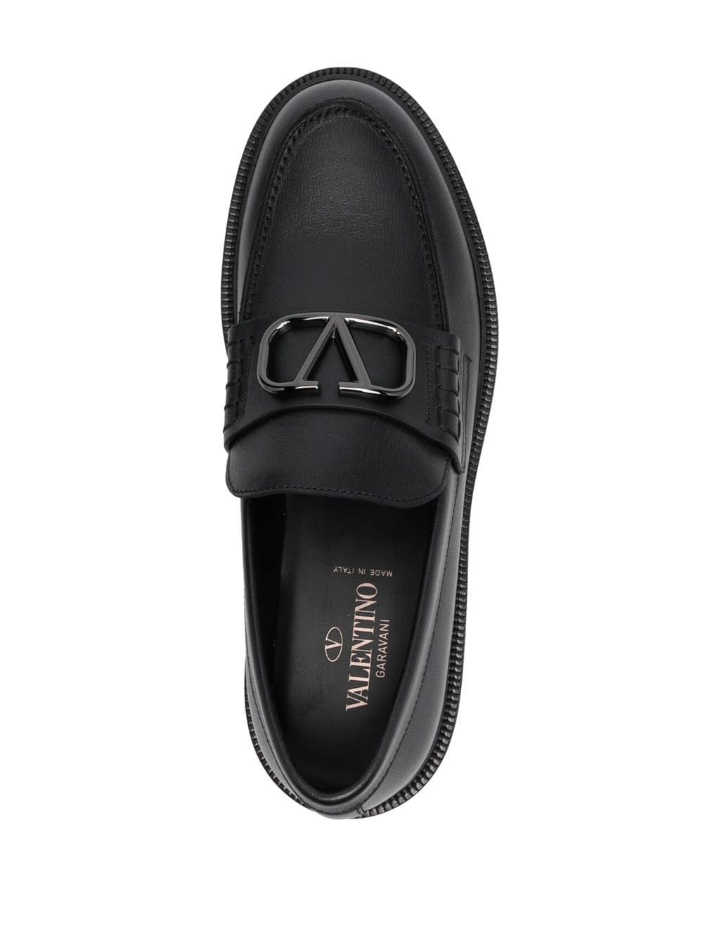 Valentino Garavani VLogo Signature Black Leather Flat Shoes image 1