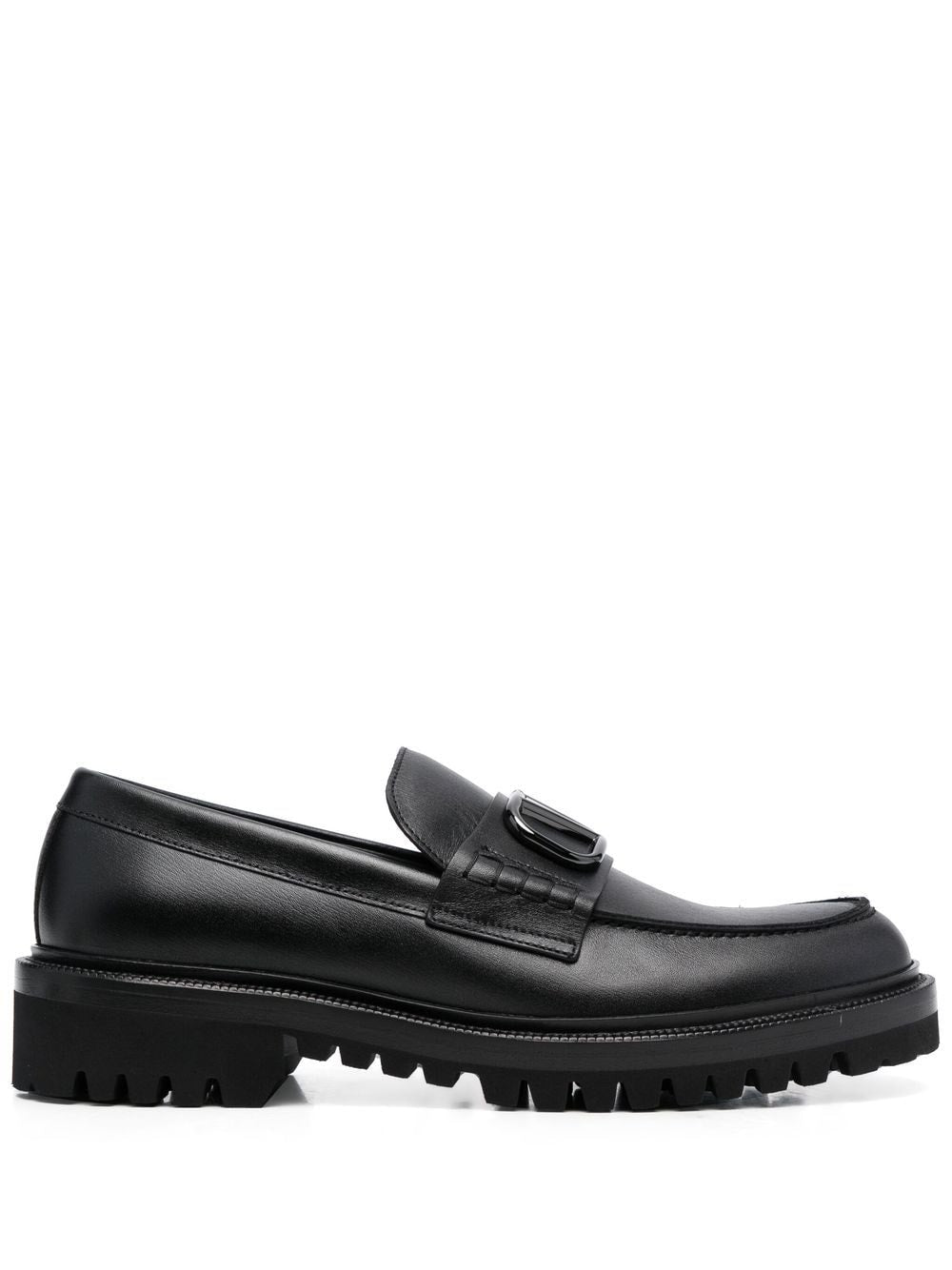 Valentino Garavani VLogo Signature Black Leather Flat Shoes image 0