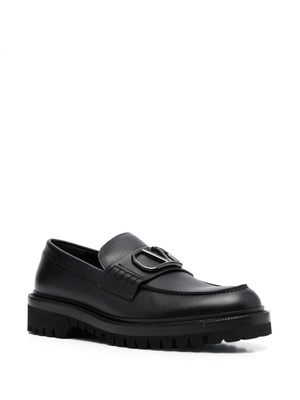 Valentino Garavani VLogo Signature Black Leather Flat Shoes image 2