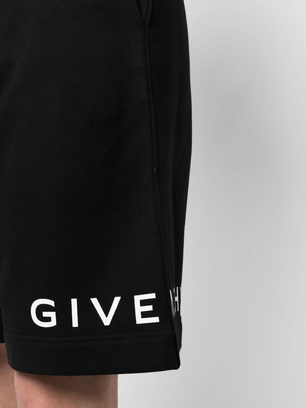 Givenchy Black Cotton Logo-Print Shorts image 2