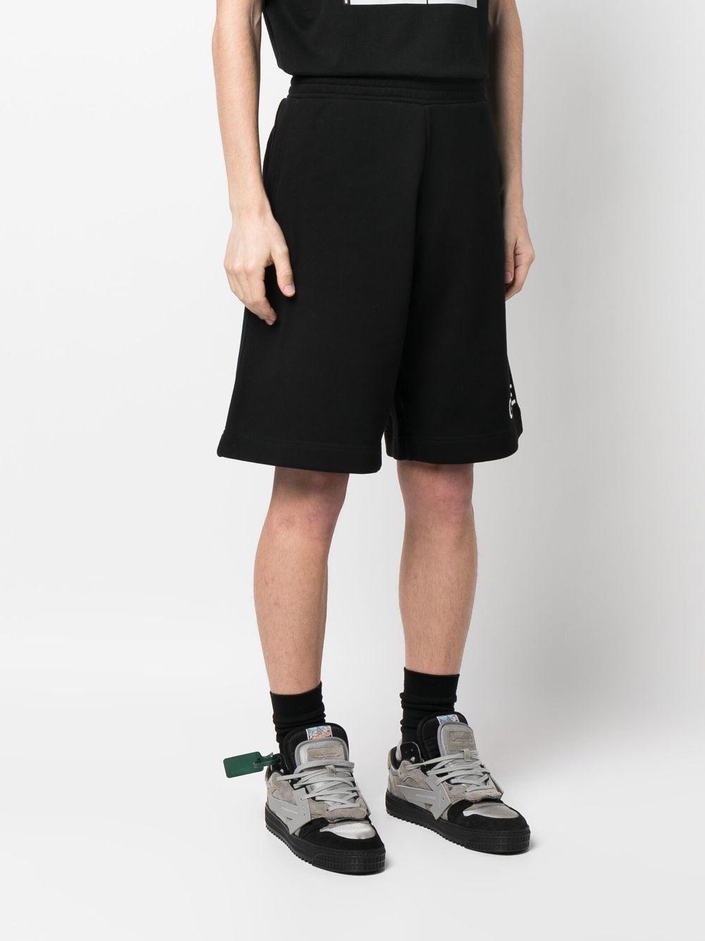 Givenchy Black Cotton Logo-Print Shorts image 3