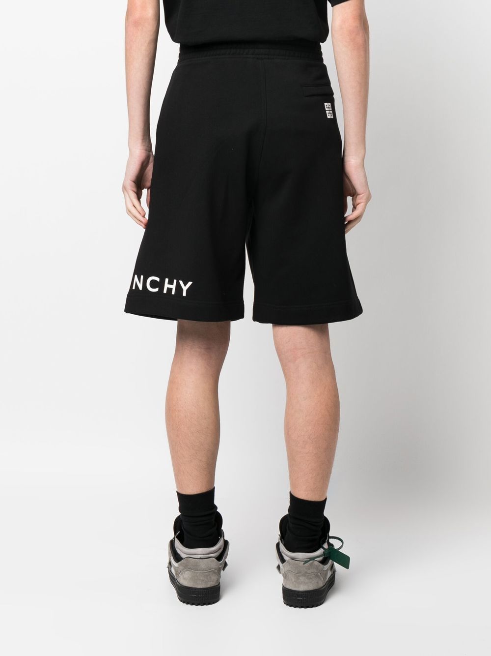 Givenchy Black Cotton Logo-Print Shorts image 4