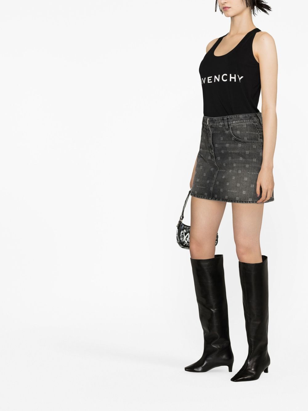 Givenchy Logo Print Racerback Tank Top - Black image 3