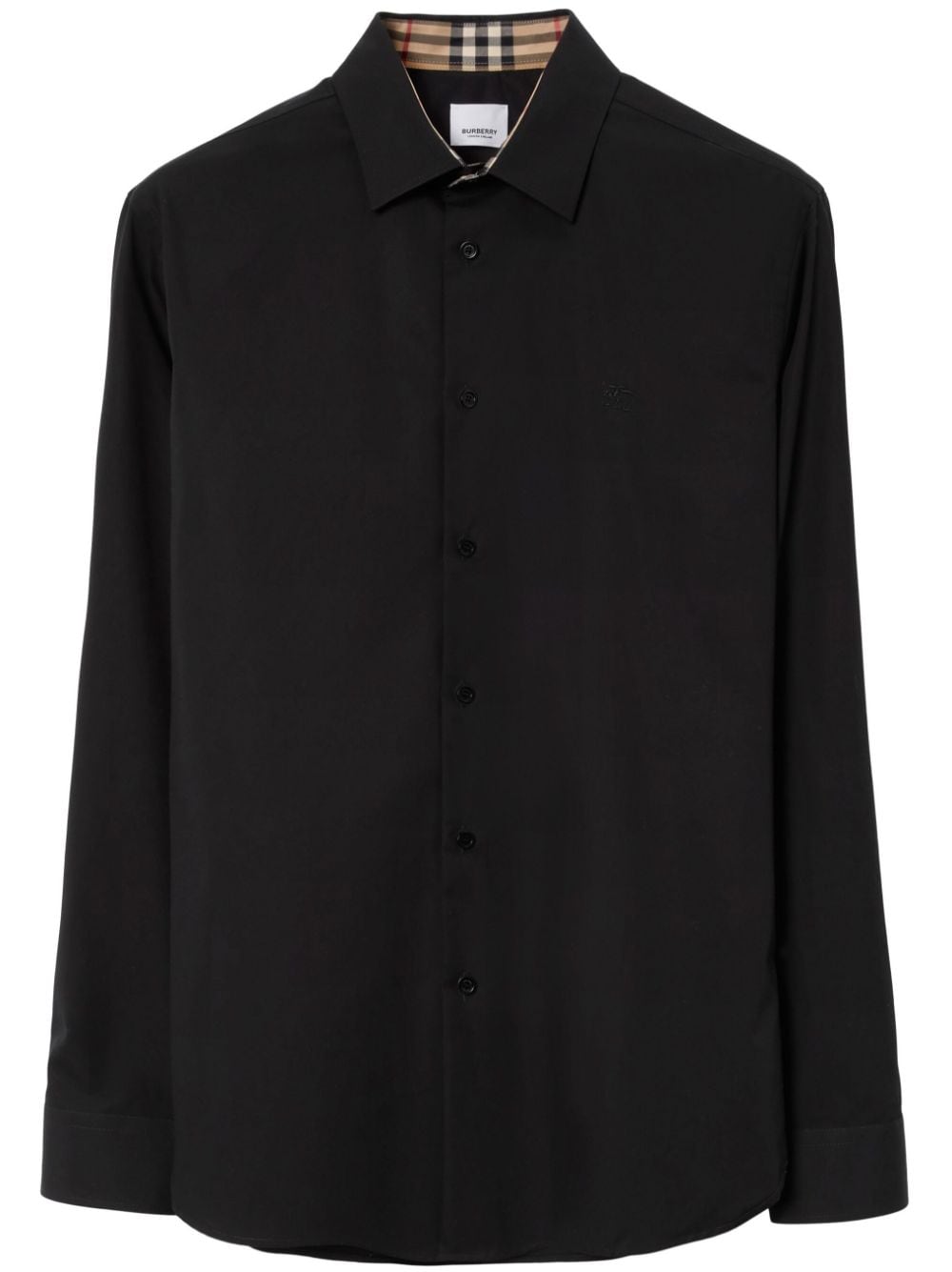 Burberry Black Logo-Embroidered Long-Sleeve Shirt image 0