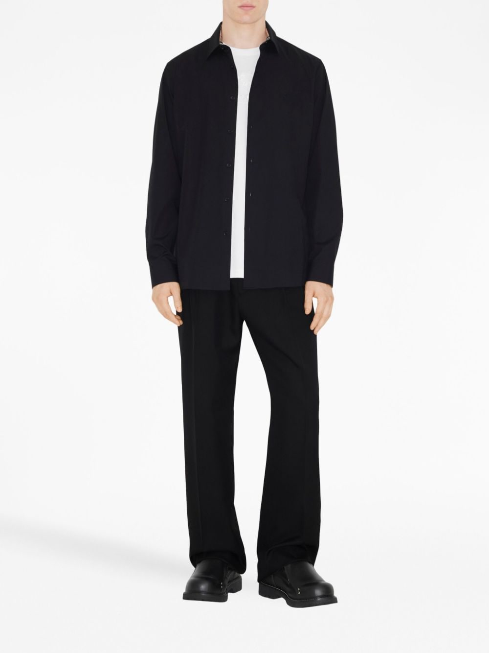 Burberry Black Logo-Embroidered Long-Sleeve Shirt image 2