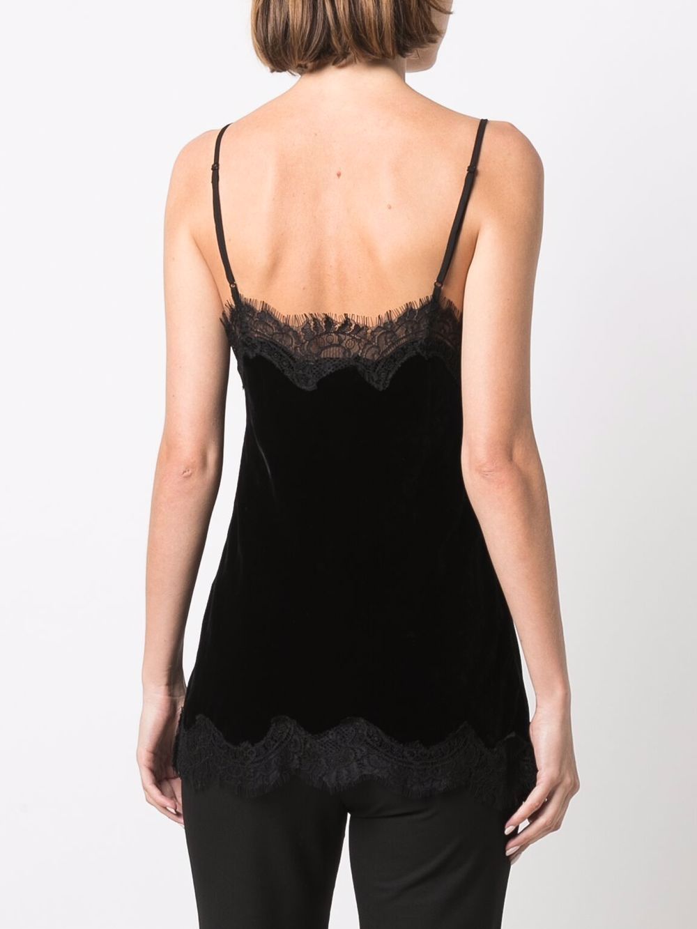 GOLD HAWK Black Lace-Trim Velvet Camisole Top image 2