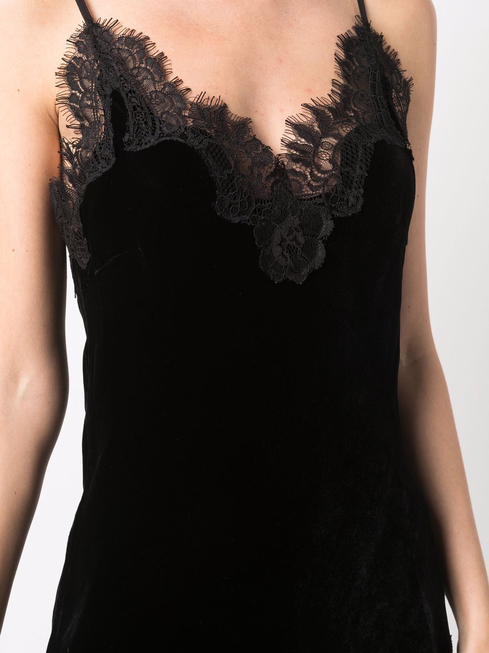 GOLD HAWK Black Lace-Trim Velvet Camisole Top image 4