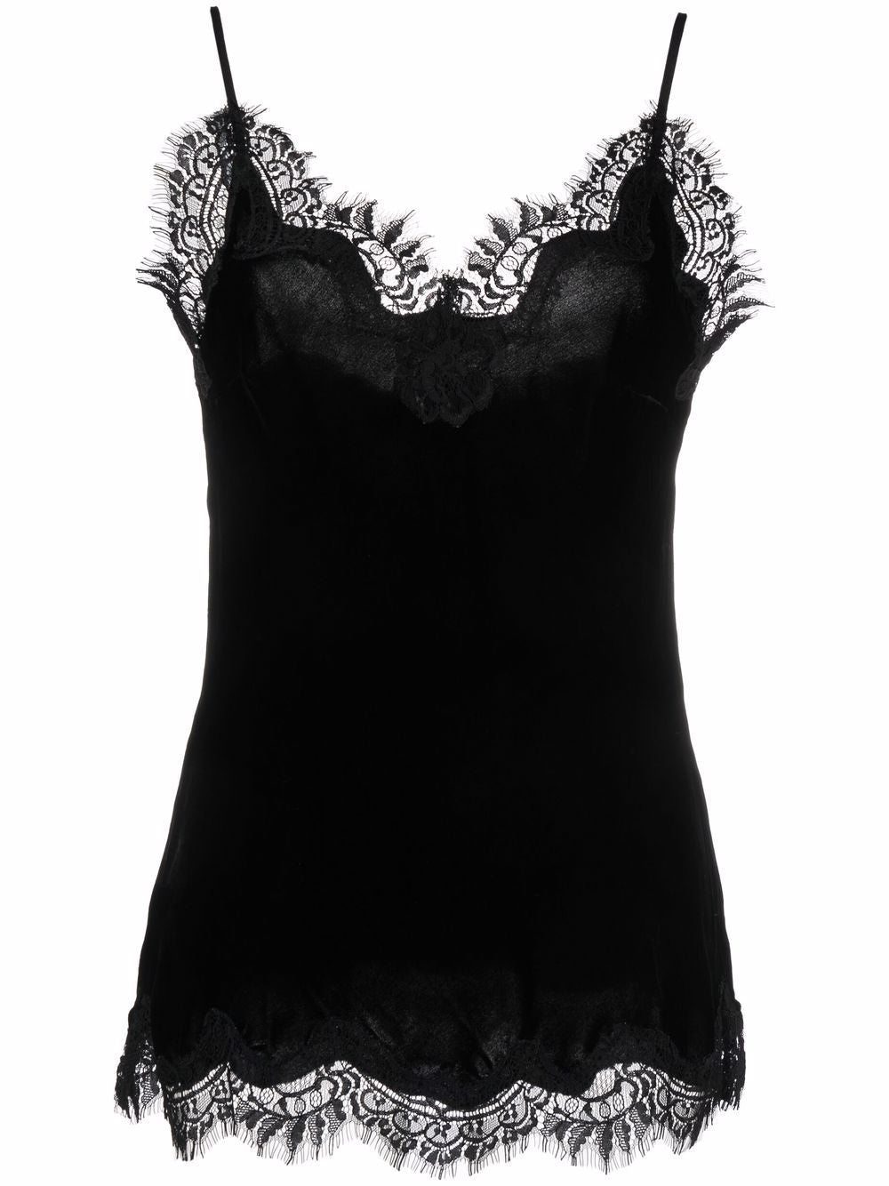 GOLD HAWK Black Lace-Trim Velvet Camisole Top image 0