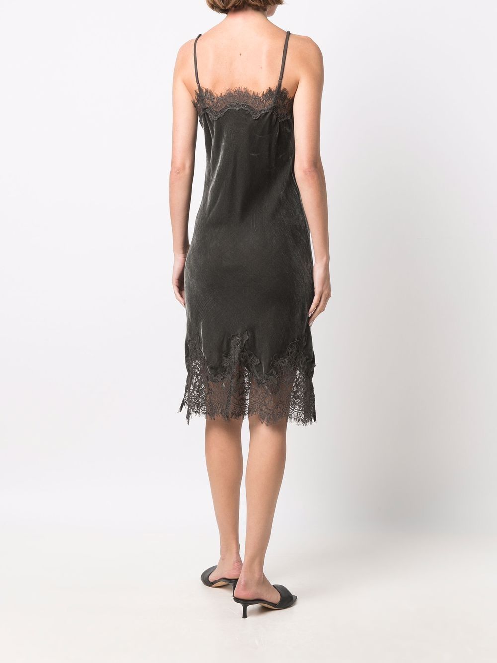 GOLD HAWK Velvet Lace-Trim Camisole Dress - Grey image 1