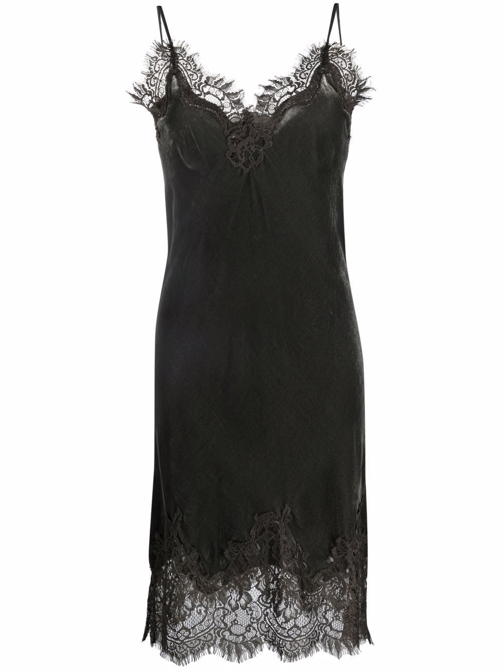 GOLD HAWK Velvet Lace-Trim Camisole Dress - Grey image 0