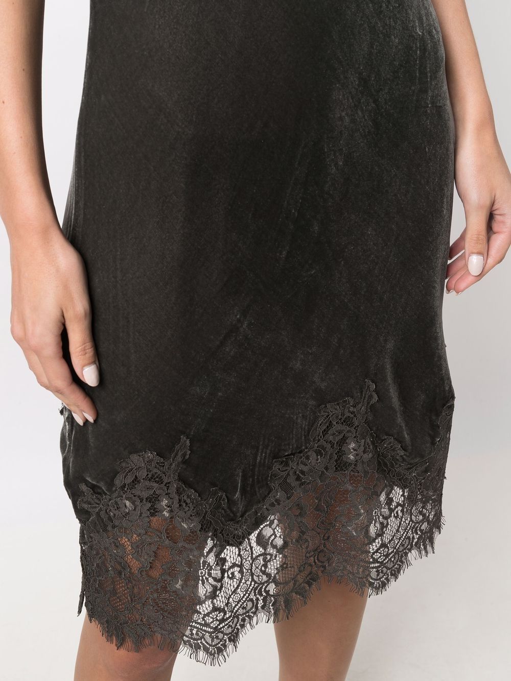 GOLD HAWK Velvet Lace-Trim Camisole Dress - Grey image 4