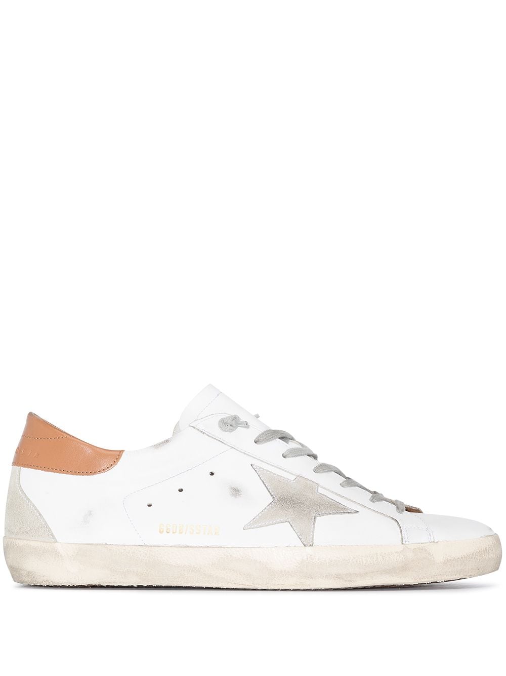 Golden Goose Super-Star Distressed Leather Low-Top Sneakers - Brown image 0