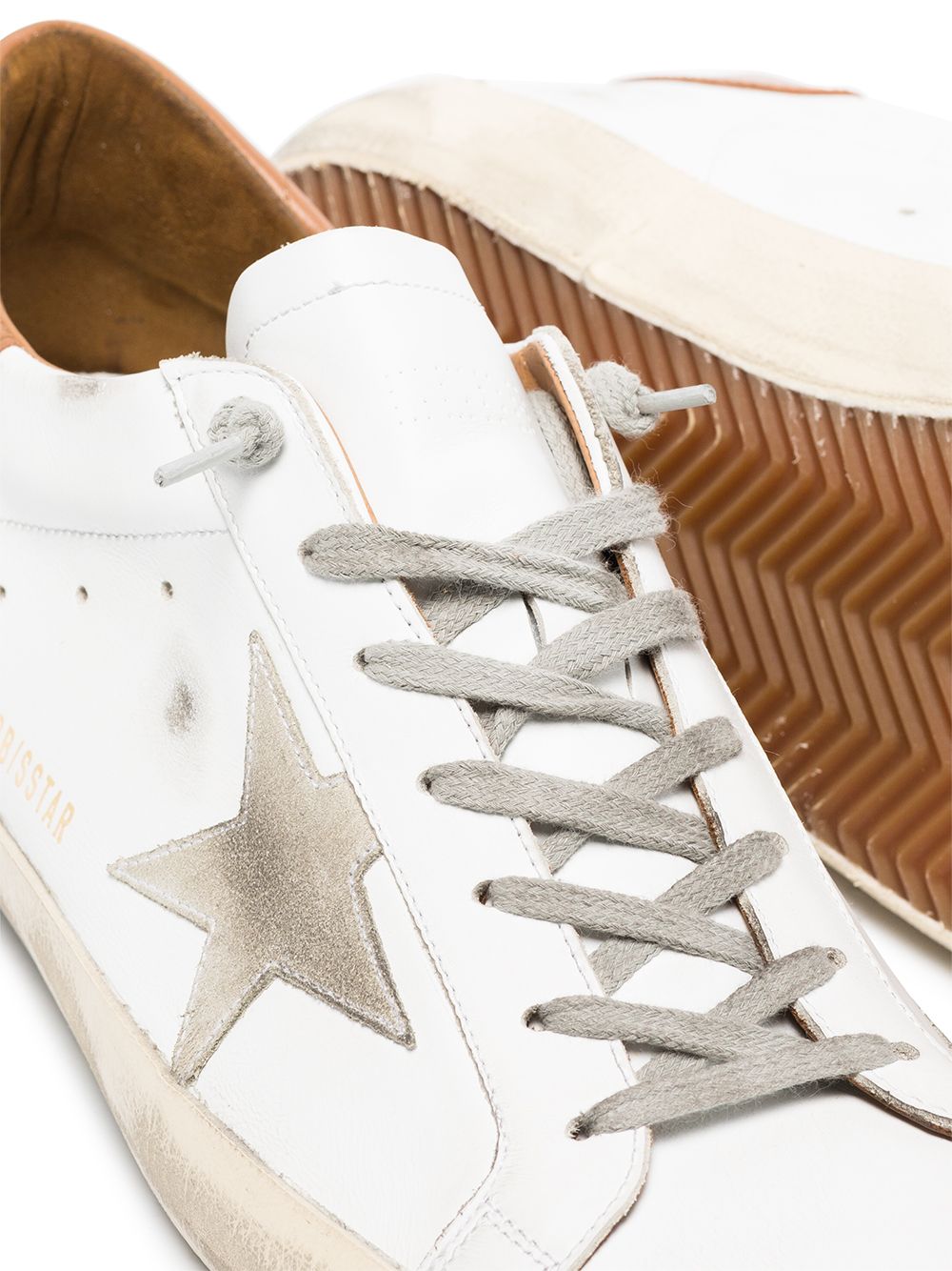 Golden Goose Super-Star Distressed Leather Low-Top Sneakers - Brown image 1