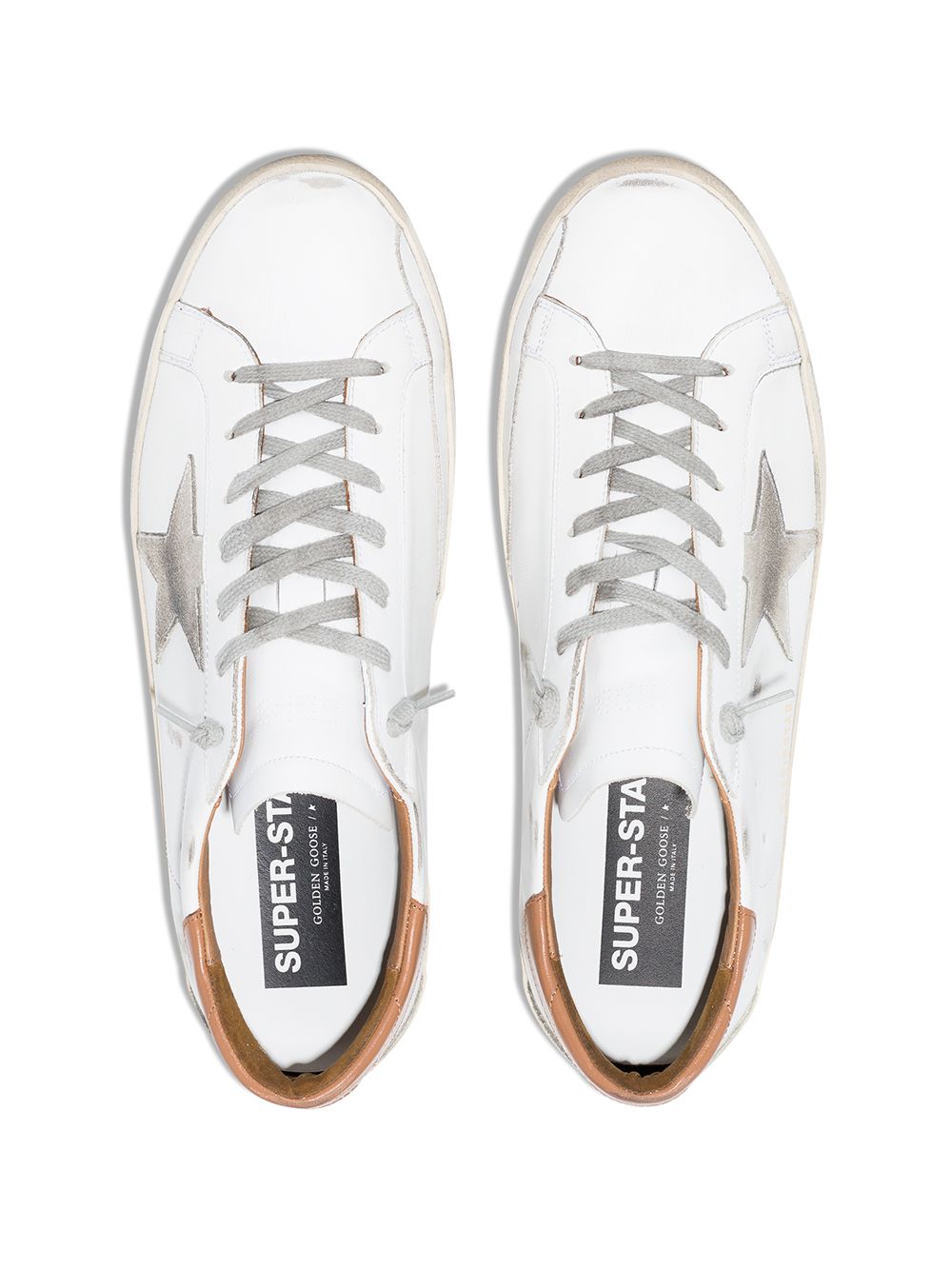 Golden Goose Super-Star Distressed Leather Low-Top Sneakers - Brown image 3