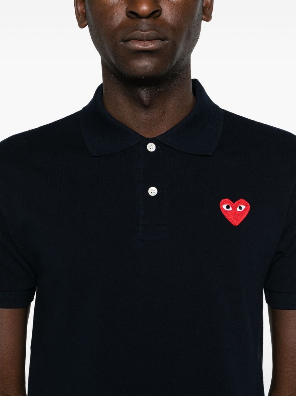 Comme des Garcons Navy Blue Cotton Pique Polo Shirt image 4