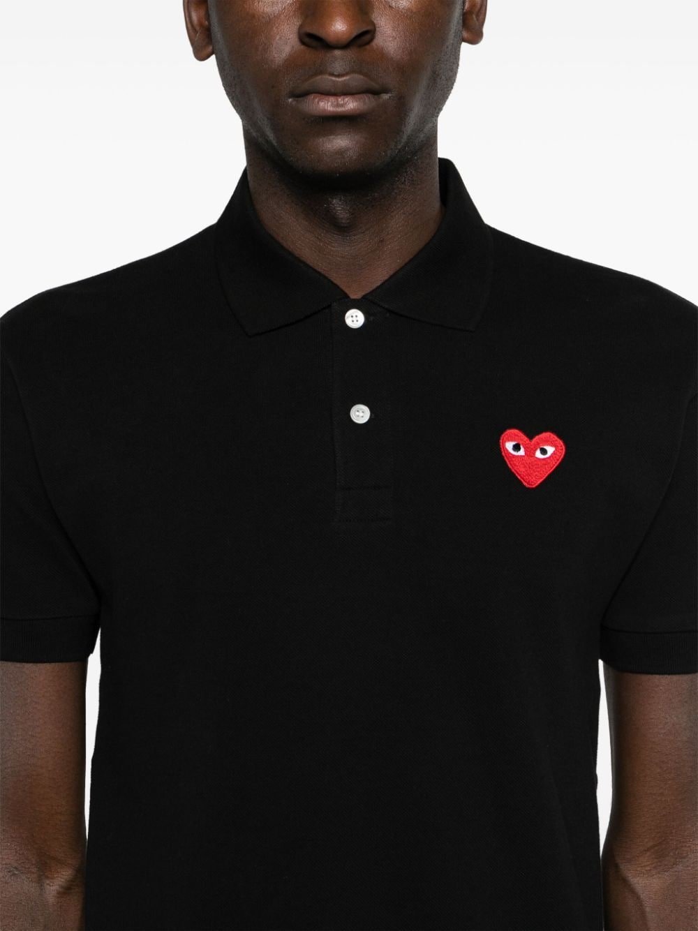 Comme des Garçons Play Black Cotton Piqué Polo Shirt image 2