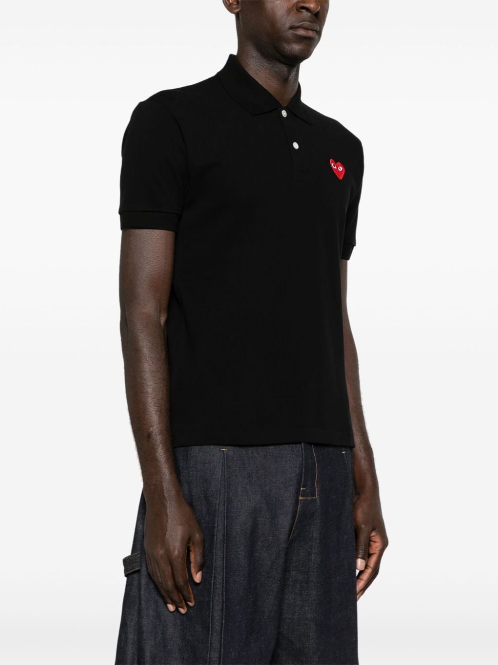 Comme des Garçons Play Black Cotton Piqué Polo Shirt image 3