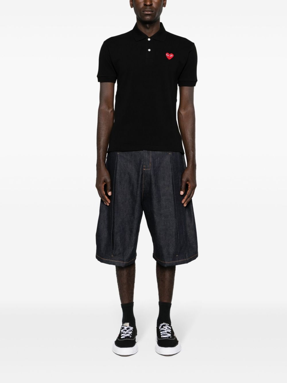 Comme des Garçons Play Black Cotton Piqué Polo Shirt image 4