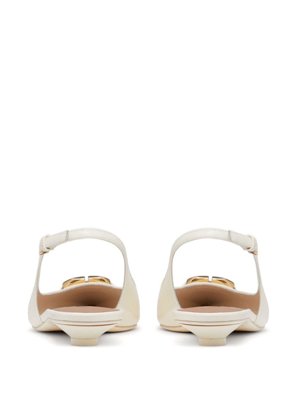 Valentino Garavani White Leather Flat Shoes with V Detail image 4