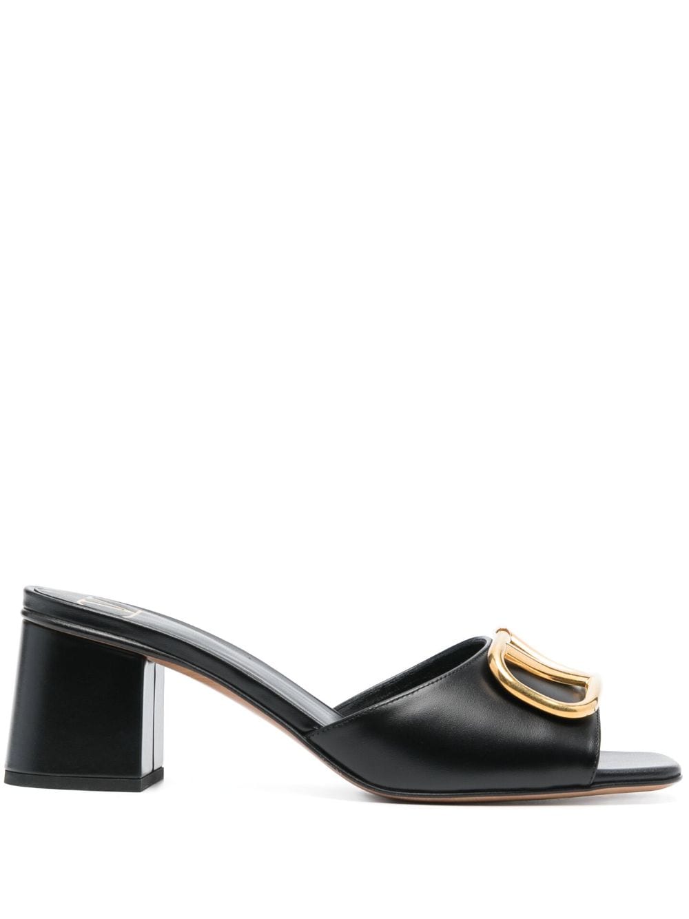 Valentino Garavani Black Calfskin Peep-Toe Sandals with Block Heel image 0